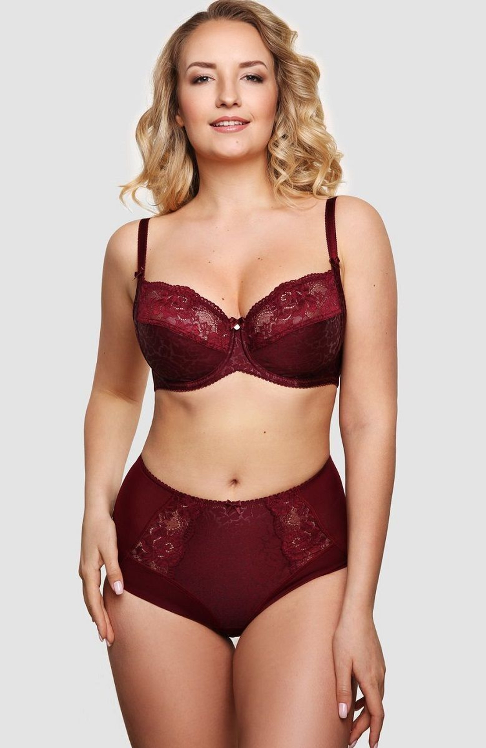 Бюстгальтер с мягкой чашкой с эффектом тиснения (Размер: 85E) (Цвет: бордовый)
