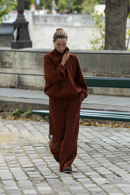 ZARA МЯГКАЯ ТОЛСТОВКА НА МОЛНИИ, ТЕМНО-ЧЕРЕПИЧНЫЙ