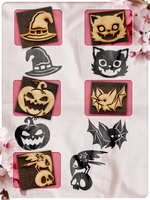 Комбо деревянные штампы 086, 087, 088, 089, 090 + черная по ткани 20 мл