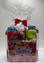 Подарочный набор 140226 арт! ящик фиолет.мал поздравляем!\чай архат 200гр \кофе  тоссайд\мармелад джойко\шоко набор поздравляем!