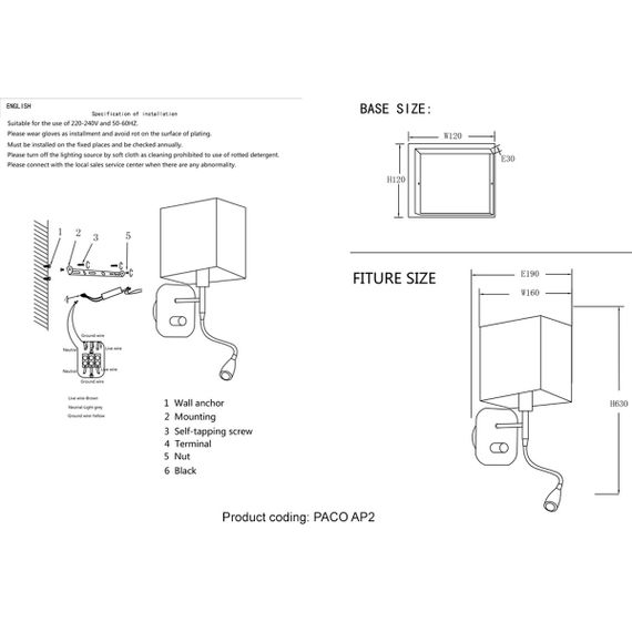 Бра Crystal Lux Paco AP2 Chrome/Black