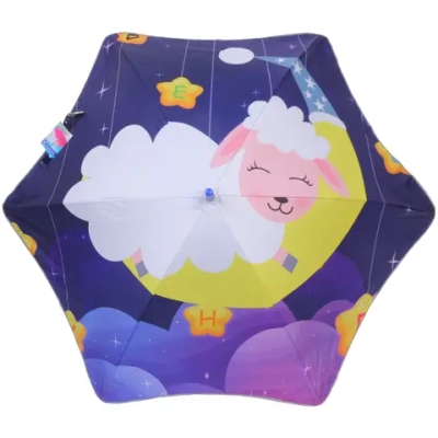 Зонт детский безопасный «KidsZontik», Барашек, светоотраж. элементы, плотный винил, длина 65см, d-90см