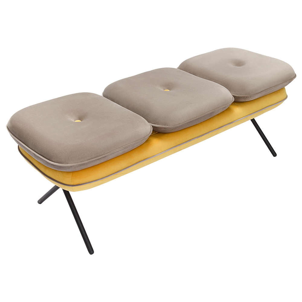 Банкетка Bergenson Bjorn Pea, велюр, бежевая/желтая