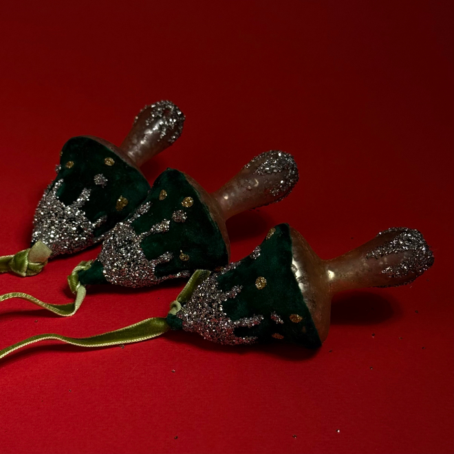 Набор украшений подвесных Гриб 3шт. (стекло), Н7,5х4,5см, зеленый