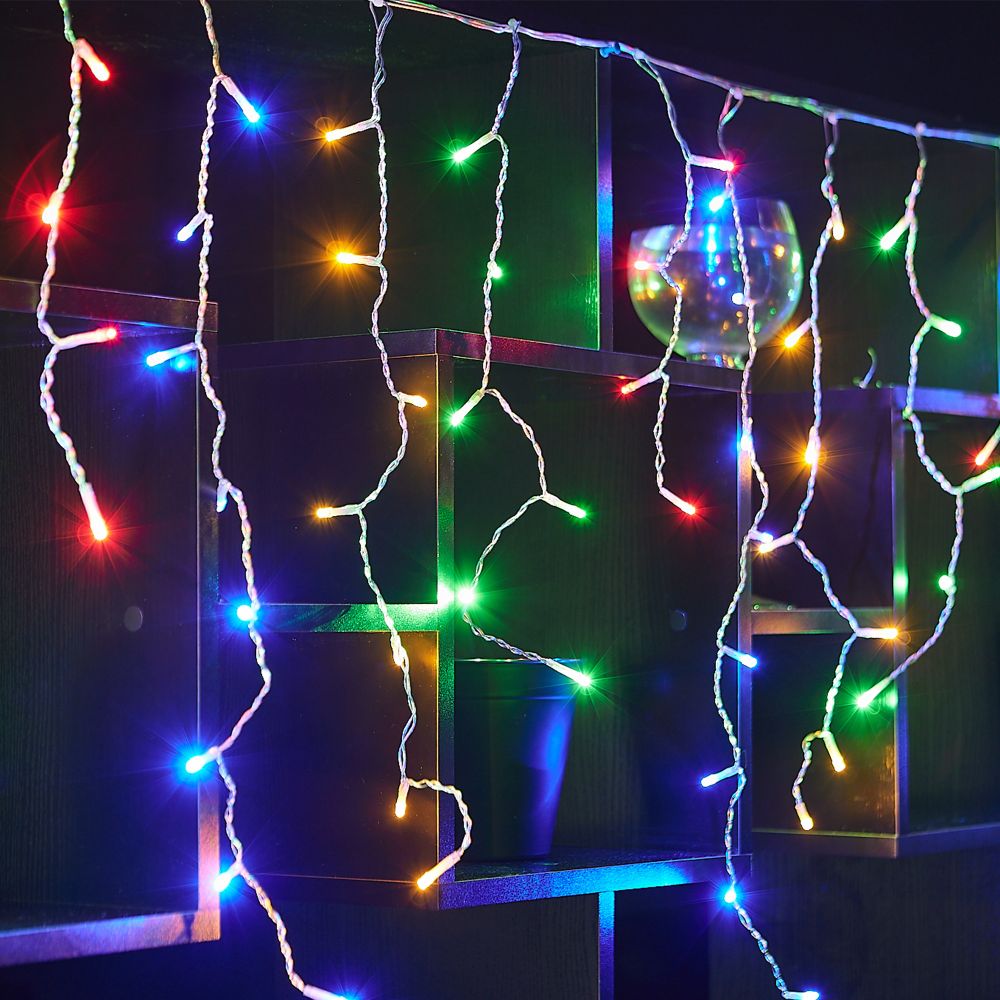 ULD-B25006-440-TTK MULTI IP44 Бахрома светодиодная с эффектом мерцания. 25м. Соединяемая. 440 светодиодов. Разноцветный свет. Провод прозрачный. ТМ Uniel