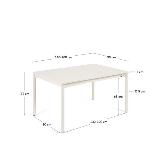 Раздвижной уличный стол Zaltana из алюминия светло-серого цвета, 140 (200) x 90 Испания