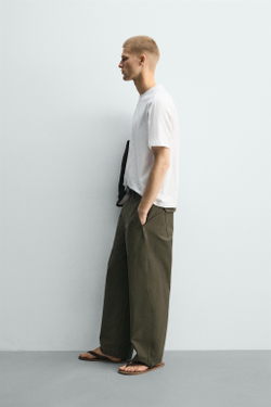 ZARA ФУТБОЛКА RELAXED FIT СО ШВАМИ, БЕЛЫЙ