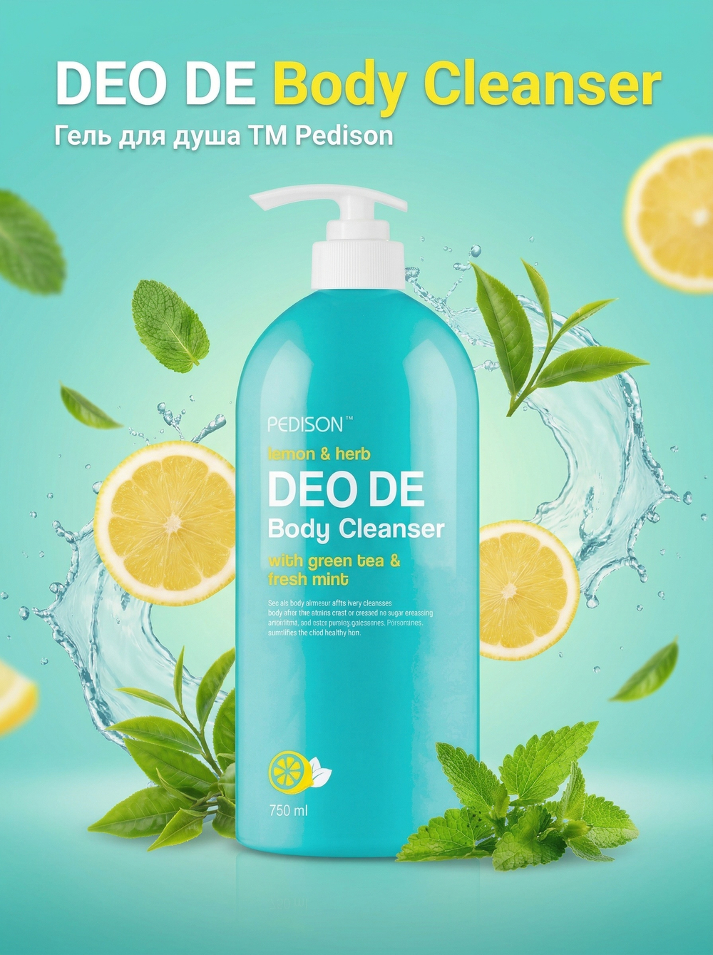[Pedison] Гель для душа ЛИМОН и МЯТА Deo De Body Cleanser, 750мл