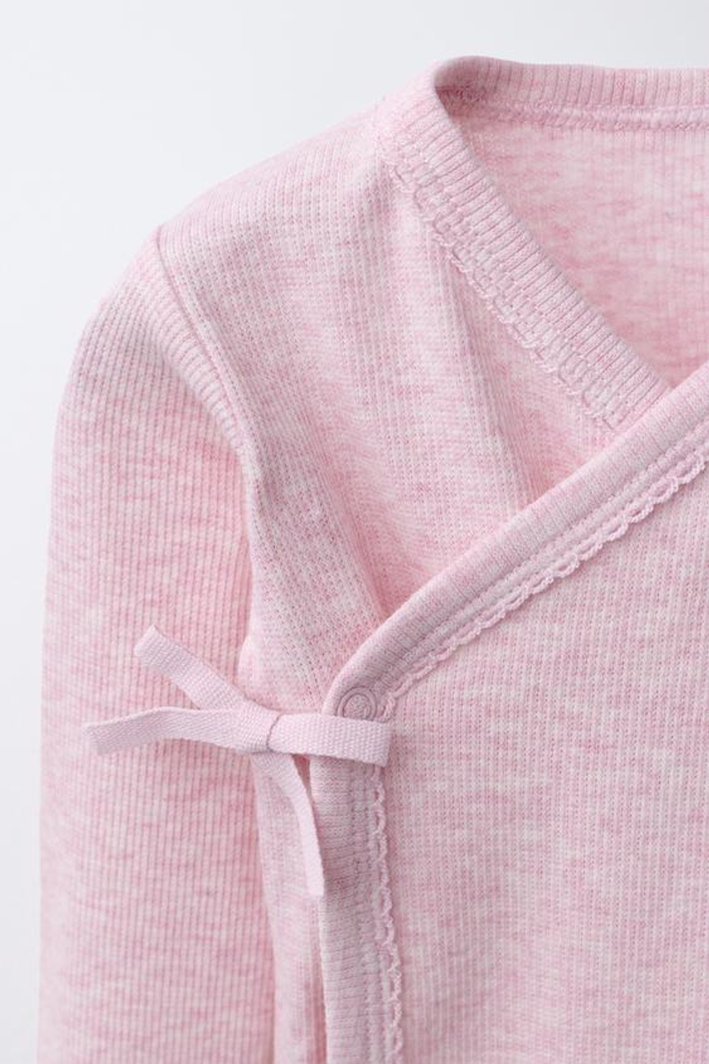 ZARA НАБОР ИЗ ТРЕХ БОДИ В РУБЧИК КИМОНО, РОЗОВЫЙ