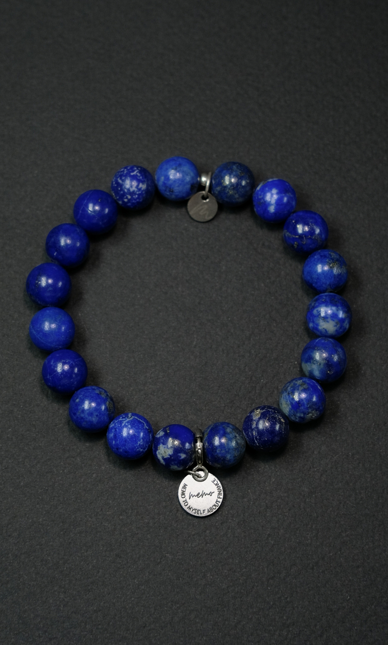 Браслет "Memo about Finance" из лазурита 10 мм с подвеской