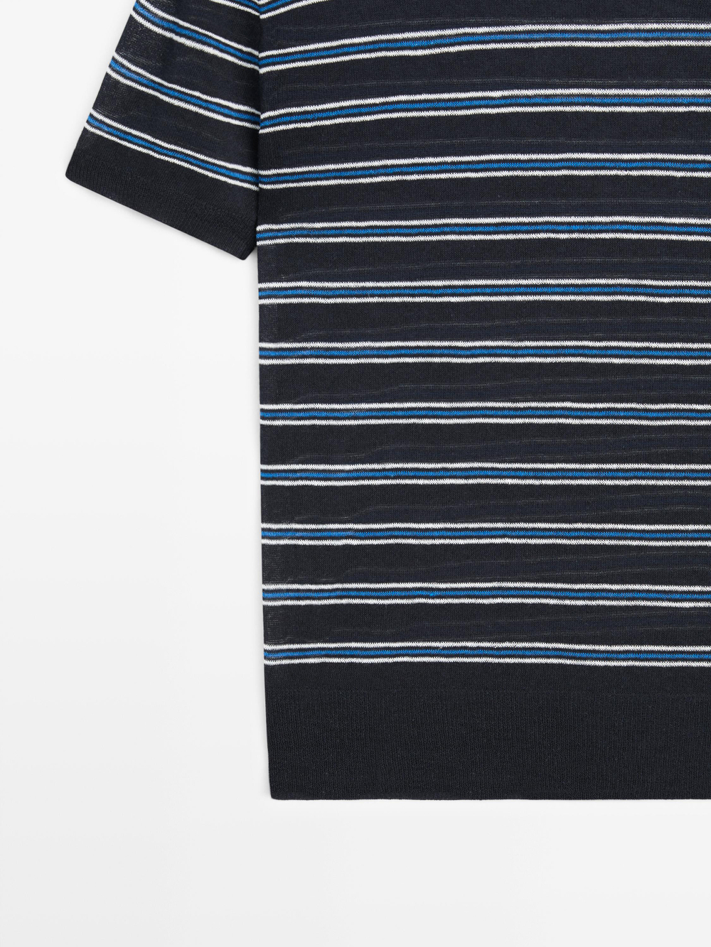 Massimo Dutti Свитер с короткими рукавами и полосками, темно-синий