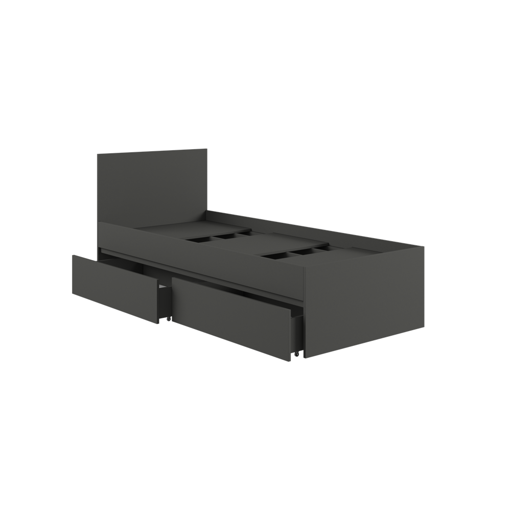 МС Мадера Кровать с ящ. К9.0М с дсп 900*2000 б/матр. (лдсп графит новый)