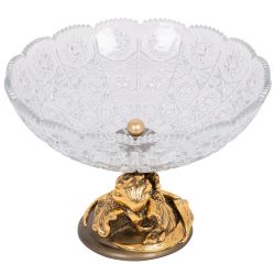 Фруктовница-конфетница Ирис Визир со стеклянной чашей Бронза