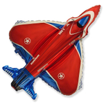 Воздушный шар фольгированный, 1шт., М39/97см, Flexmetal "Супер истребитель. Красный"