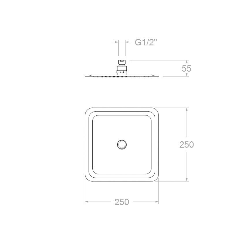 Квадратная насадка для верхнего душа HYDROTHERAPY RK250