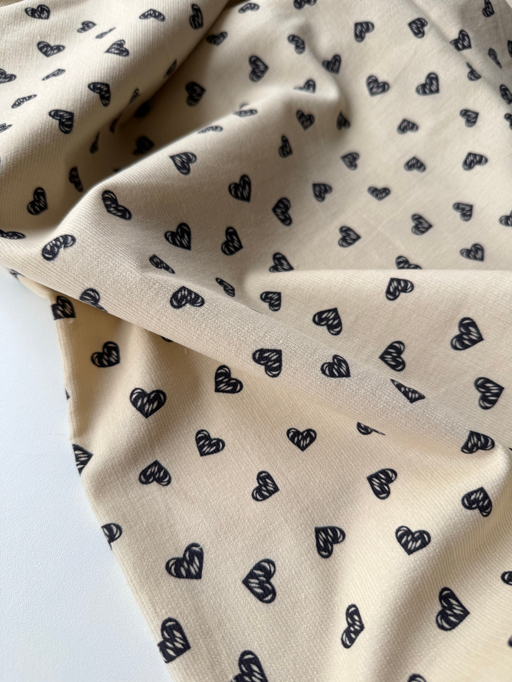 Микровельвет 100% хлопок Чёрные сердечки