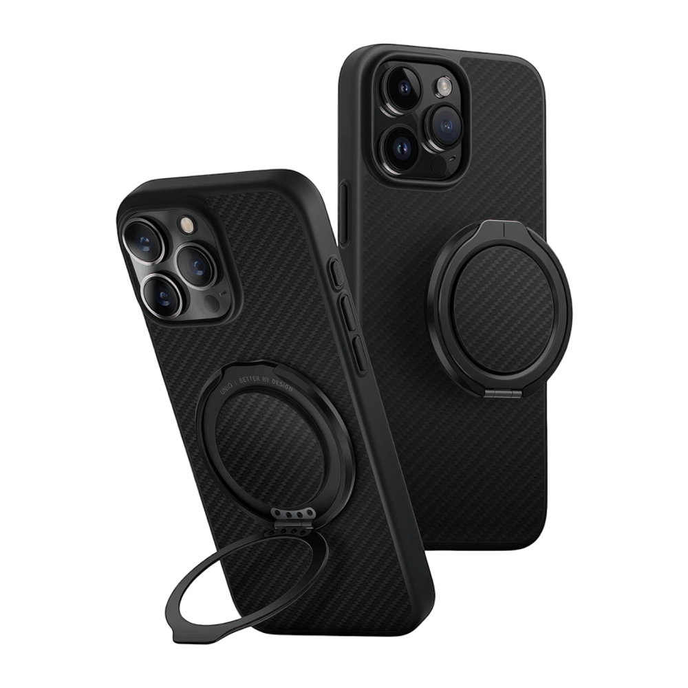Арамидный чехол MagSafe и кольцо-держатель Uniq Keva Air + GripFit для iPhone 16 Pro Гибридный чехол из арамидного волокна с повышенным уровнем защиты при падении