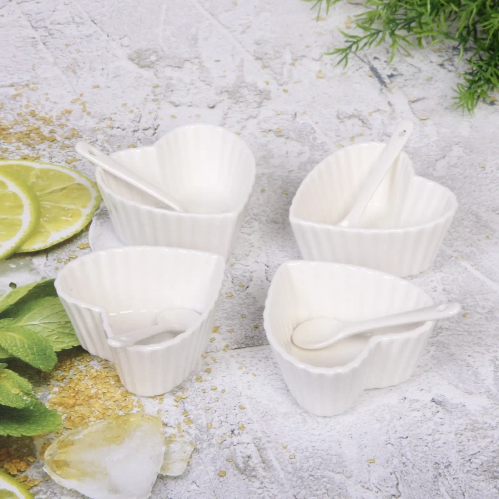 Набор соусников «White magic» 4шт с ложками «Сердечки»