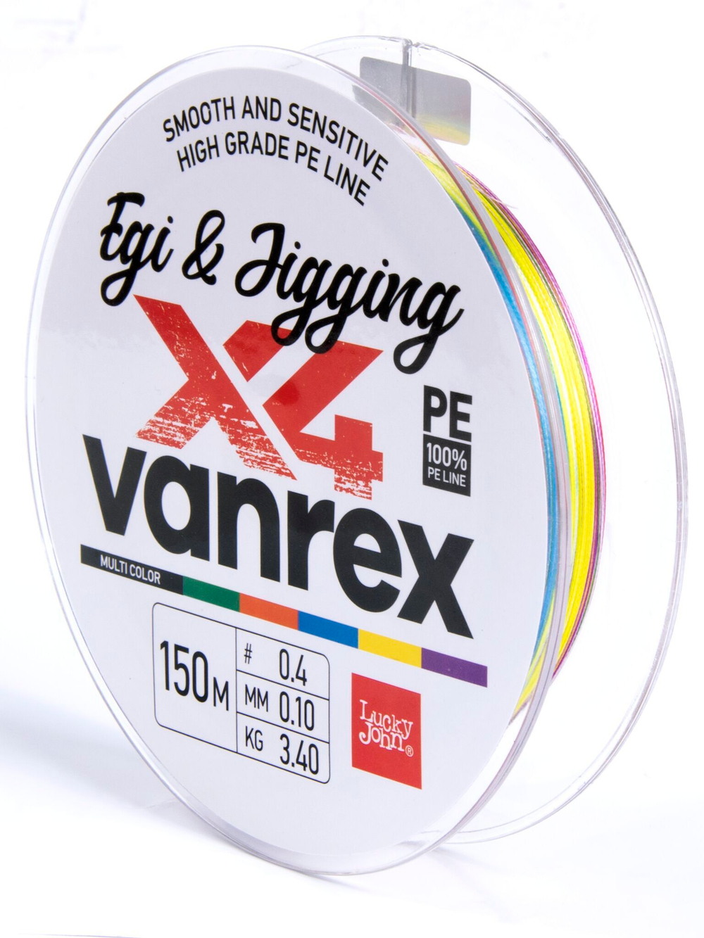 Плетеный шнур LUCKY JOHN Vanrex EGI & JIGGING х4 BRAID Multi Color 150 м - 0,10 мм