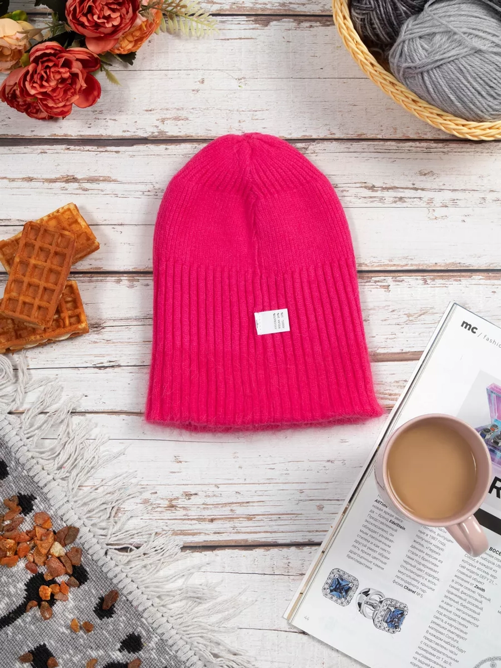 шапка ангора зимняя пушистая вязаная модная