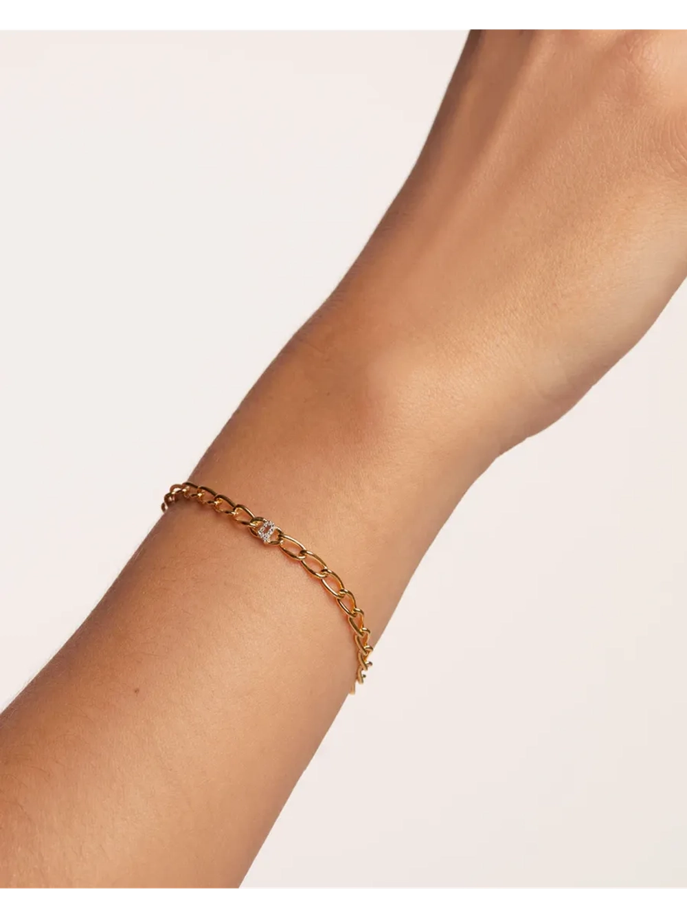 Браслет Буква Q серебро 925 пробы покрытое золотом