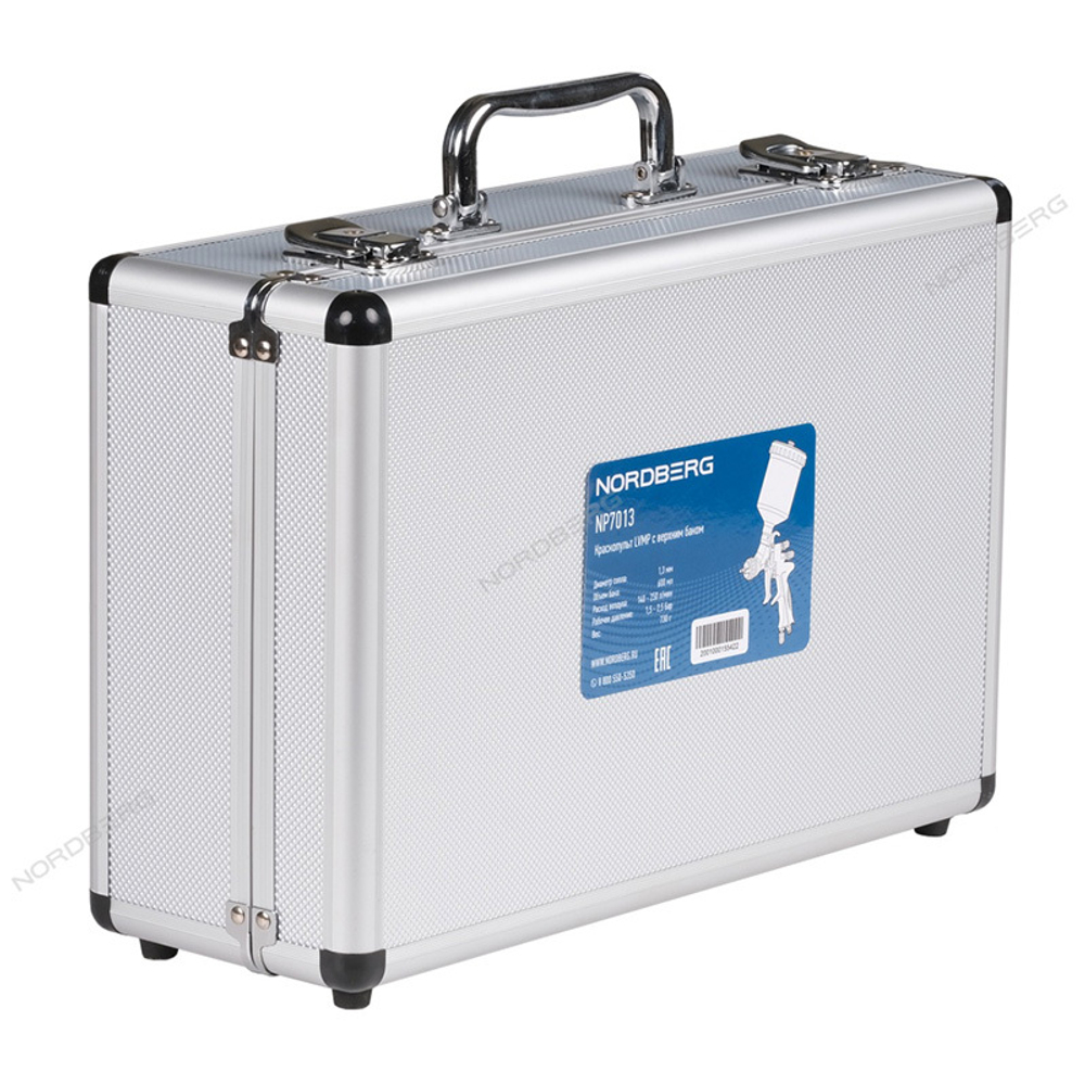 NORDBERG (NP7013) Краскопульт LVMP с верхним баком, сопло 1.3 мм, в алюминиевом кейсе