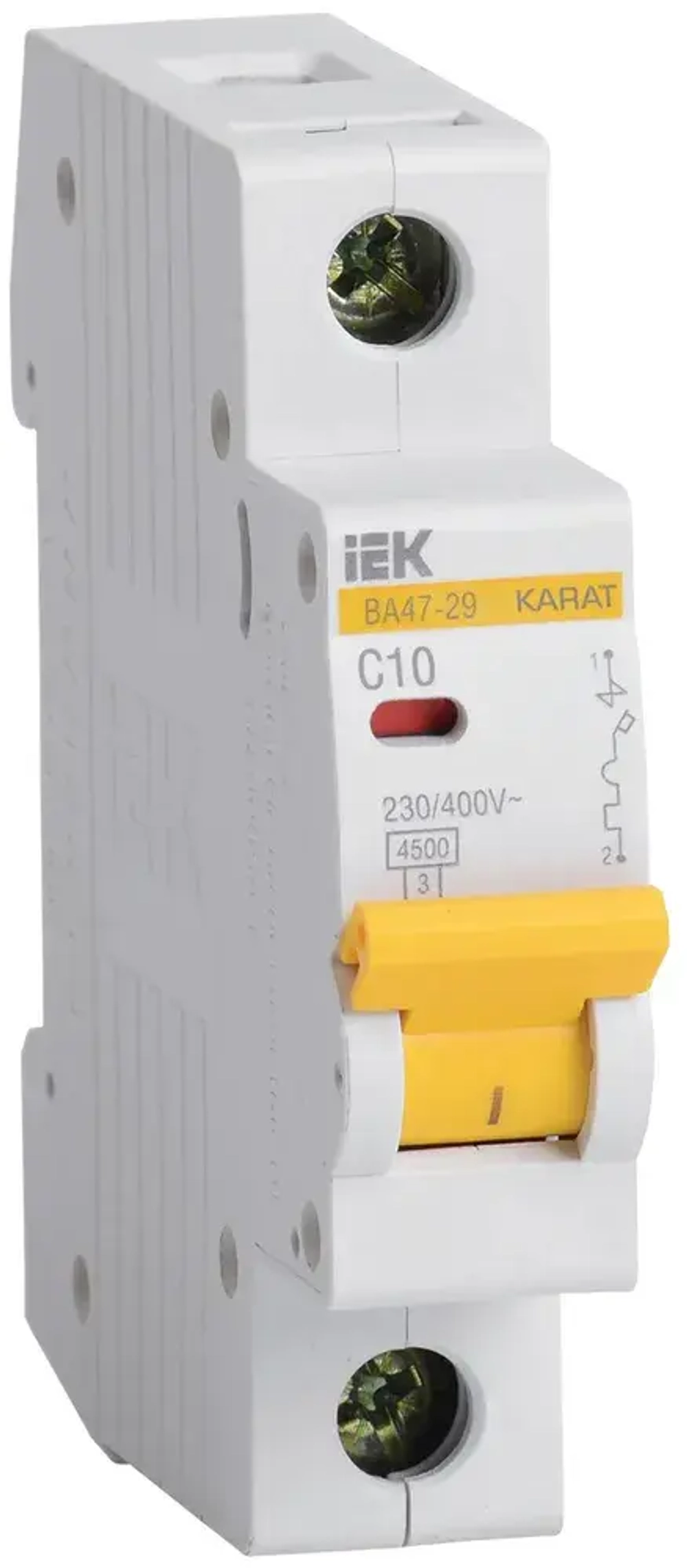 Автоматический выключатель 10А IEK KARAT 1Р 4,5кА Тип С ВА47-29 комплект 3 шт