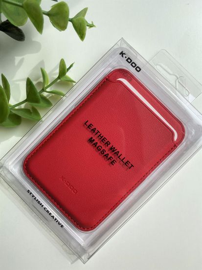 Кожаный чехол - бумажник K-DOO LEATHER WALLET MagSafe красный