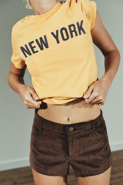 ZARA ФУТБОЛКА В СТИЛЕ ПРЕППИ С КОРОТКИМИ РУКАВАМИ, ЖЕЛТЫЙ