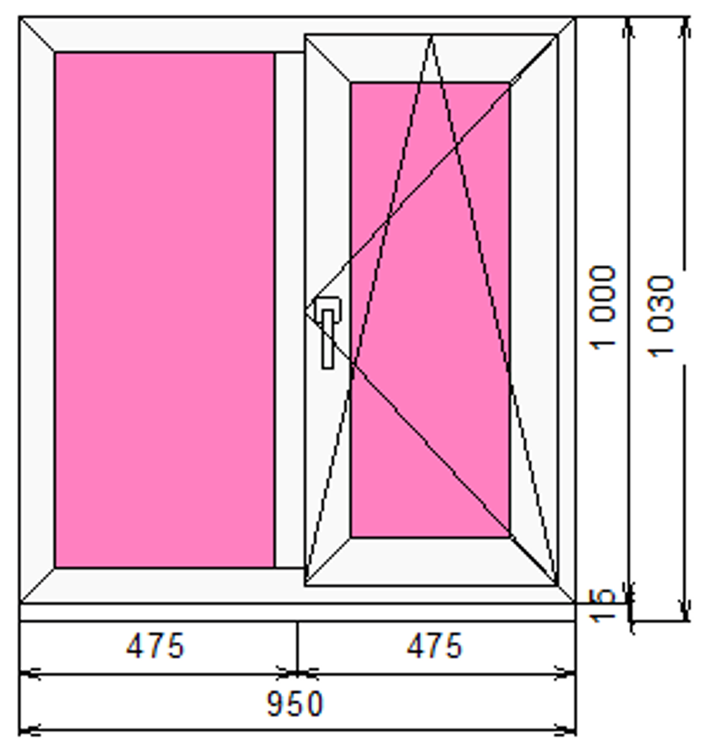 Пластиковое окно 1000 х 950 ТермА Эко
