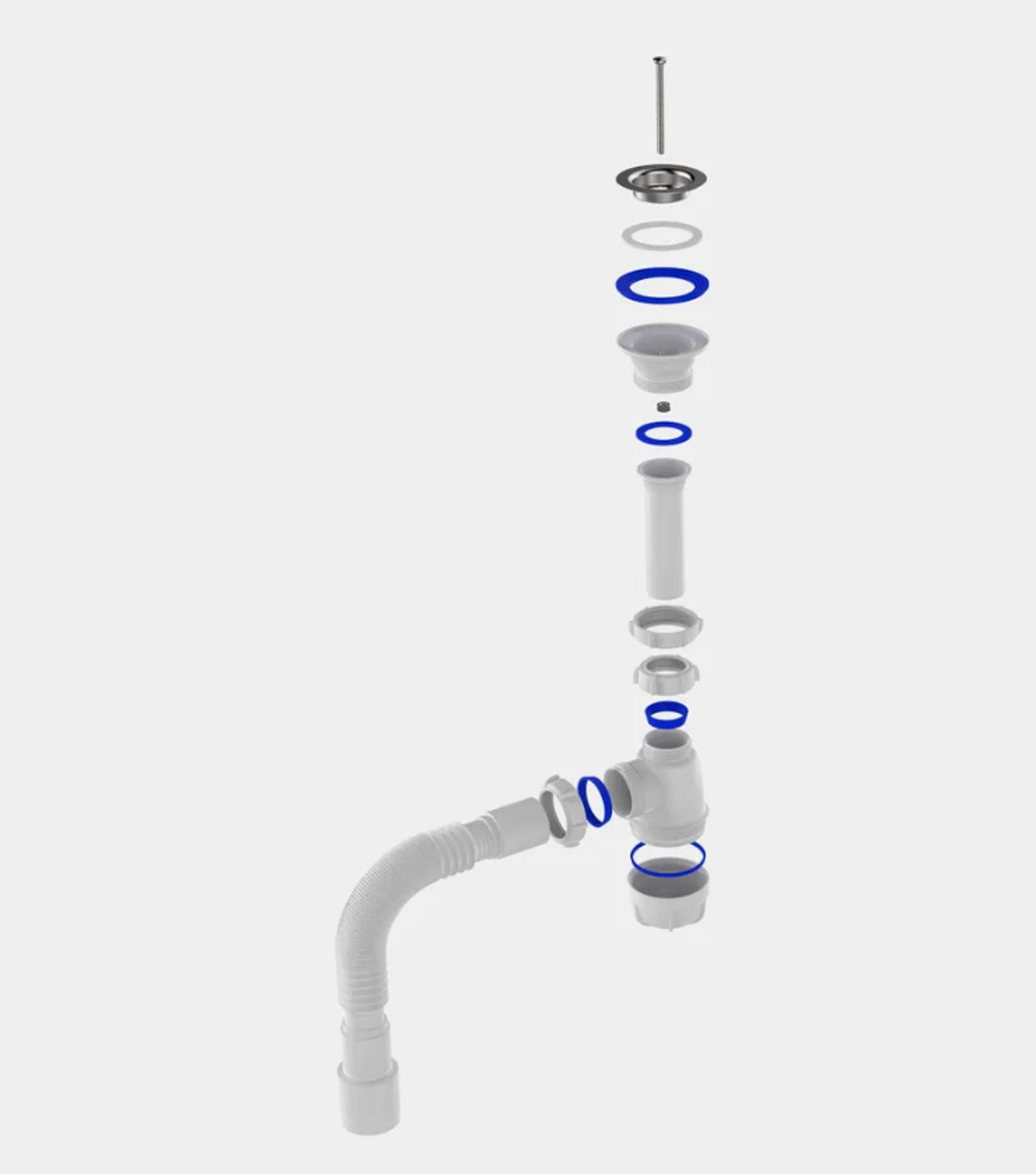 Aquant Сифон для умывальника 1 1/2"х 40, с гофротрубой 40х40/50, S0115-35-MR