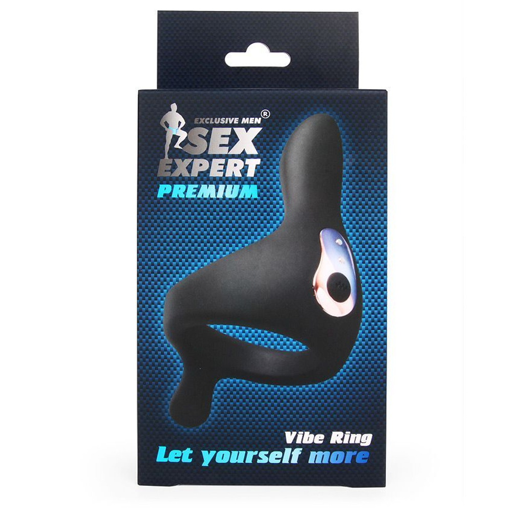 Черное перезаряжаемое эрекционное кольцо с 2 отростками (Цвет: черный)