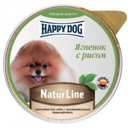 Happy Dog консервы для собак с ягненком и рисом 125 г паштет (ал.баночка) (Россия) Natur Line