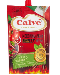 КЕТЧУП CALVE ЖГУЧИЙ МЕКСИКАНСКИЙ С ПЕРЦЕМ ТАБАСКО 350 ГР