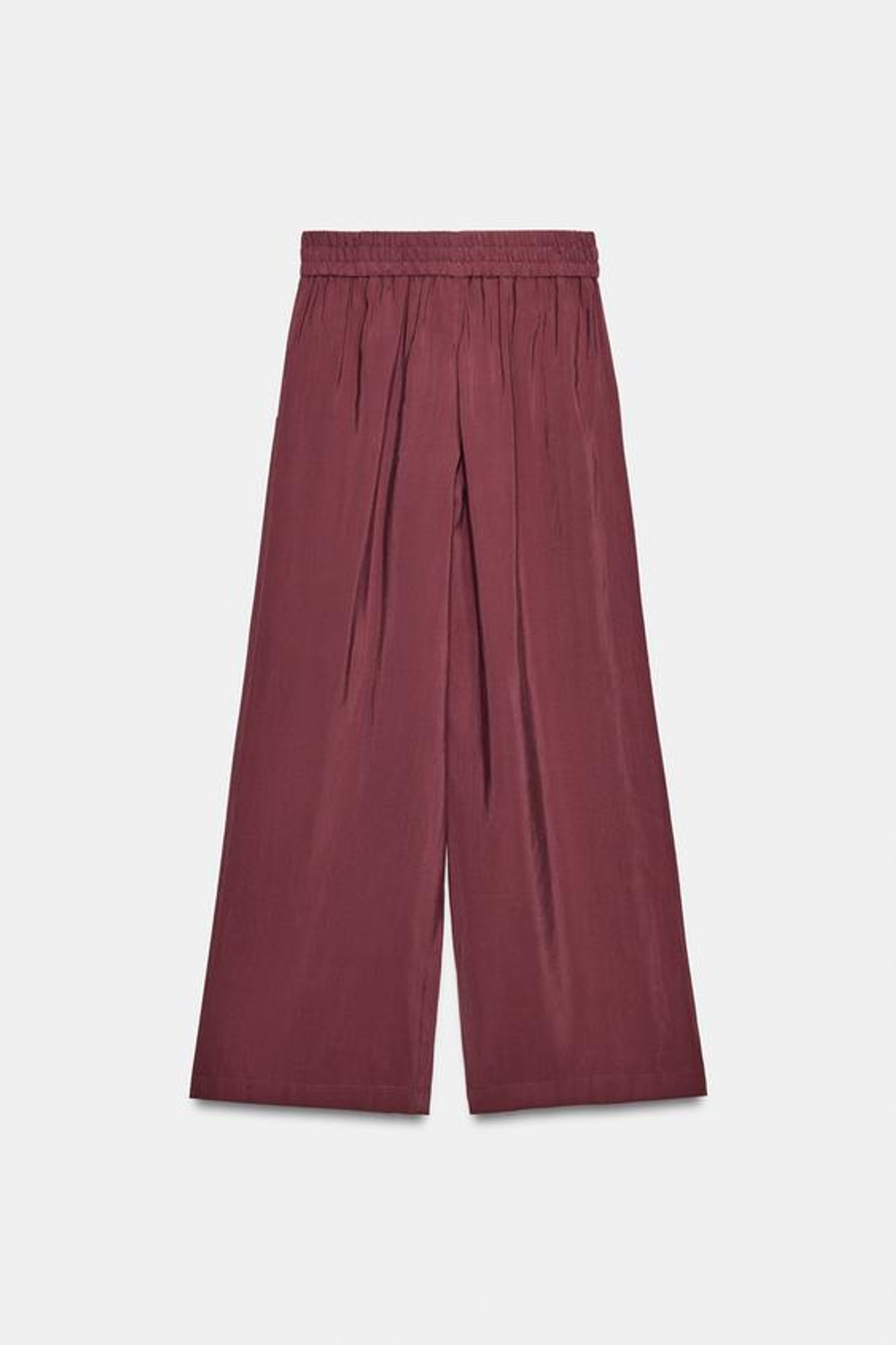 ZARA ШИРОКИЕ БРЮКИ С ЭЛАСТИЧНЫМ ПОЯСОМ, ТЕМНЫЙ ЧЕРЕПИЧНЫЙ
