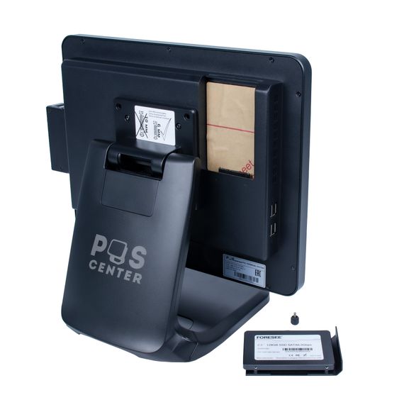 Сенсорный моноблок POScenter POS90ES Pro (15&quot;, PCAP, N100, RAM 8Gb, SSD 2.5&quot; 128Gb, 90W, MSR) стенд 101, без ОС
