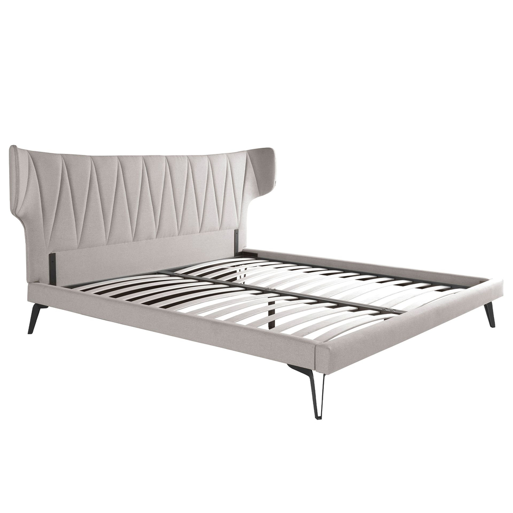 Кровать Angel Cerda 7160/GC1801 из светло-серой ткани 180x200