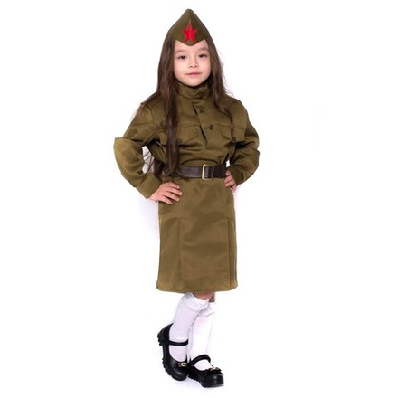Костюм ВОВ Солдаточка (гимнастерка,юбка,пилотка,ремень)