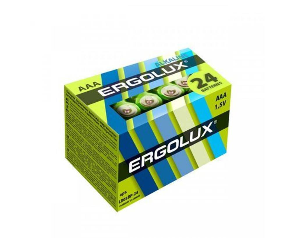 Батарейки мизинчиковые ААА / Ergolux / AAA щелочные,24 шт.