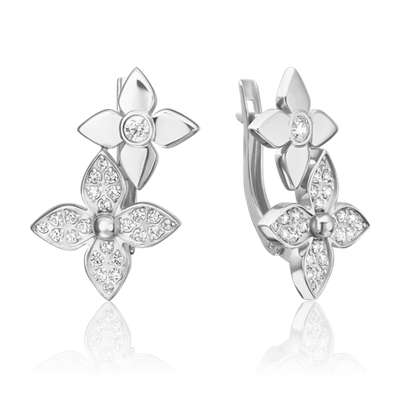 Серьги с английским замком из белого золота с бриллиантами 02-5537-00-101-1120