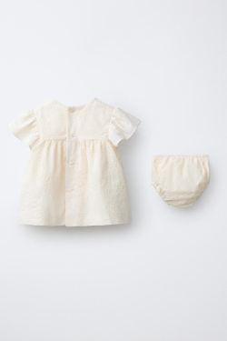 ZARA ПЛАТЬЕ И ТРУСИКИ С ВЫШИВКОЙ, ЭКРЮ