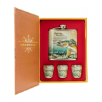 Набор Guotai Волк (фляжка 210 мл + 3 стопки) (А01)