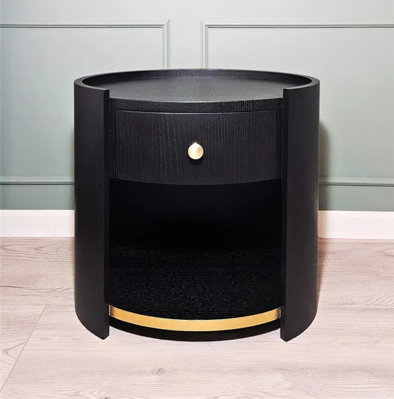 Прикроватная тумбочка 4439 с ящиком и полкой, черная