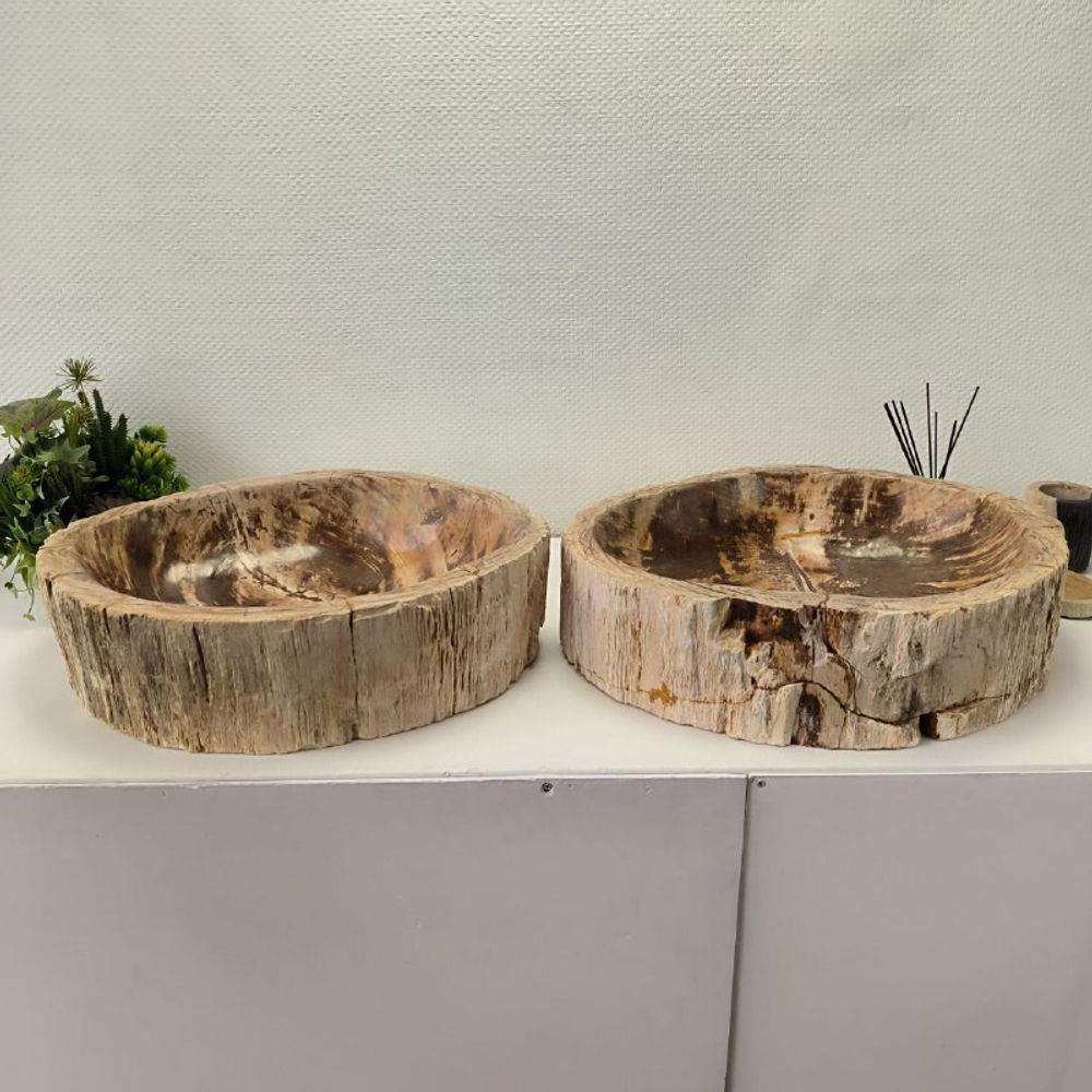 Раковина из окаменелого дерева ПАРА! OD-62099 57*46*16 2шт