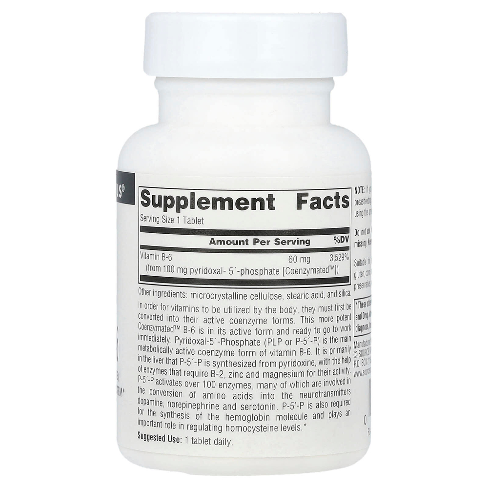 Source Naturals, Coenzymated™, витамин B6, 100 мг, 60 таблеток