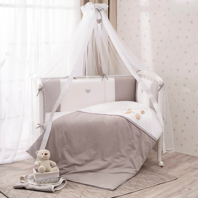 Комплект белья для классической кроватки Прятки 6 предметов цвет молочный