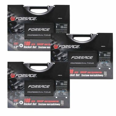 ( 3 K-T ) Набор инструментов с телескопическими трещотками 108пр.1/4''&amp;1/2''(6гр.)(4-32мм) Forsage F-41082-5L ( 3 K-T )