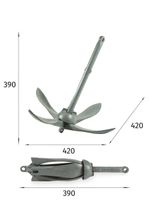 Якорь складной 3.5кг серый с якорной намоткой, толщина 8мм, длина 30м