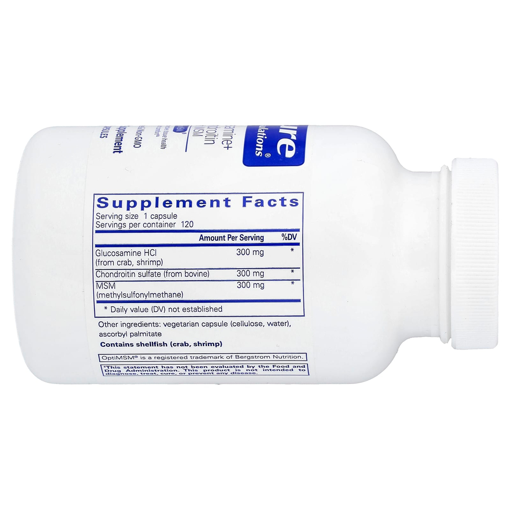 Pure Encapsulations, глюкозамин, хондроитин и МСМ, 120 капсул