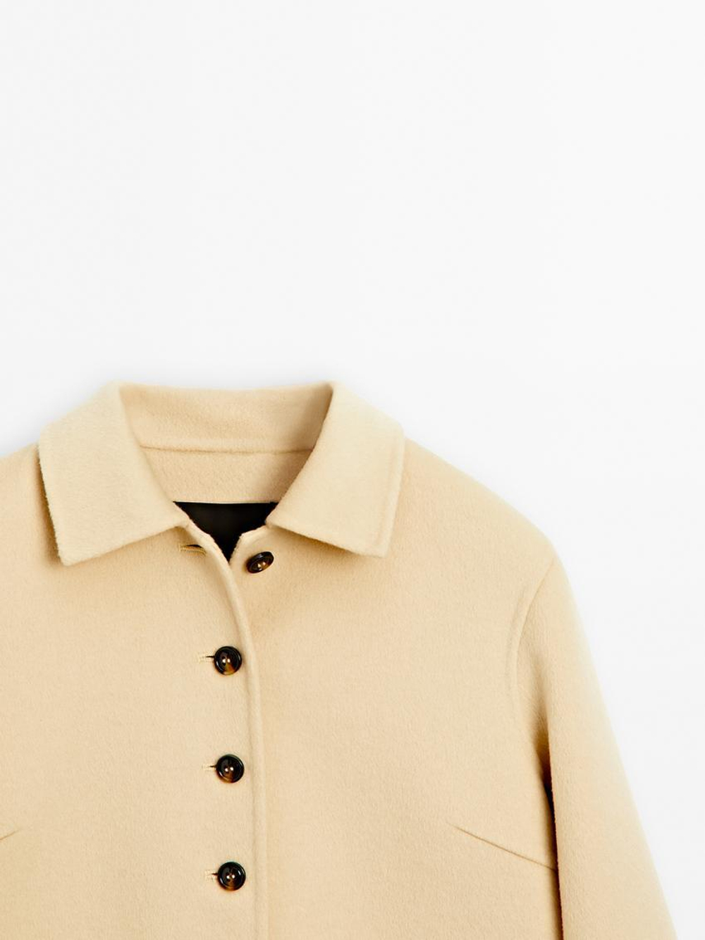 Massimo Dutti Короткое пальто из смесовой шерсти, светло-бежевый